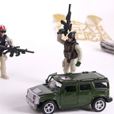 생일 케이크 장식 관절이 움직이는 군인 피규어 탱크 모형 특수부대 PUBG 테마의 남자아이, 플라스틱 치킨 디너 4피스 세트