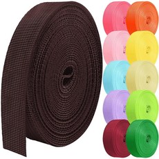 Grosun 폴리프로필렌 웨빙 2.5cm(1인치) 3.8cm(1.5인치) 5.1cm(2인치) 나일론 웨빙 튜브형 웨빙 5 10 25 50 90.5m(10인치) 웨빙 (형광 그, 커피