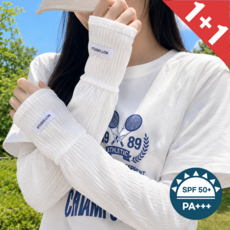 노블무브 헐렁한 팔토시 냉감 플리츠 쿨토시 1+1, 화이트+화이트, 1개