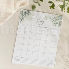 냉장고 자석 보드 스케줄 메모 달력 캘린더 2026.7-2027, 수채꽃, 1개