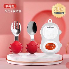 寶寶316不鏽鋼叉勺寶寶自主進食訓練勺學吃飯訓練卡通兒童餐具, 1個, 1個, 紫色