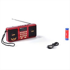 JOC 노인 라디오 스피커 지원 USB TF 카드 휴대용 FM 스테레오 수신기, 빨간색