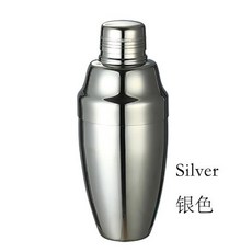 500ml 일본식 스테인리스 3피스 칵테일 셰이커 바텐더 도구 코블러 셰이커, Silver, 1개