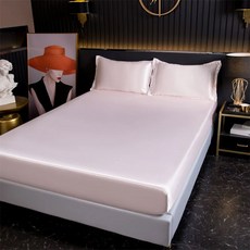아이스 실크 여름 침대 시트 폴리에스터 새틴 장착 탄성 밴드 단색 커버, 2 pillowcase48x74cm, danyayu