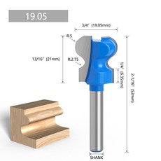생크 목재 밀링 커터 더블 핑거 라우터 비트 등급 목공 도구, 19.05mm, 6mm Shank, 1개