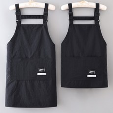편안한 방수 방오 패션 앞치마 주방용 앞치마 인기템 카페 가방끈 조절 앞치마 롱+숏2P세트, 블랙, 1세트