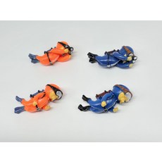 수조장식용품 물속입체장식 잠수요원 피규어세트, 주황 잠수부