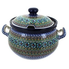 블루 로즈 폴란드 도자기 마디그라 수프 그릇 Blue Rose Polish Pottery Mardi Gras Soup Tureen, 1개