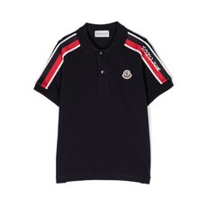 몽클레르 앙팡 로고 패치 사이드 스트라이프 폴로 셔츠