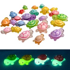 야광 거북이 피규어 22개 세트 미니 수지 거북이 행운 거북이 어항 꾸미기 피규어 테라리움 소품 인테리어 만들기 DIY 재료