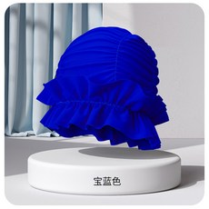 廠家批發新款速幹荷葉邊游泳帽 加肥加大純色獨立包裝泳帽, 1個, 如圖