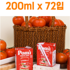 포미 이탈리아 토마토 100% 착즙 토마토주스, 72개, 200ml