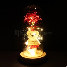 유리돔 LED 곰돌이 꽃 장식 무드등 러브 발렌타인