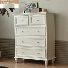 장 수납장 빈티지 틈새장 원목 레트로 엔틱 서랍 안방 미니 와이드 가구 북유럽, 5단 서랍장 웜화이트