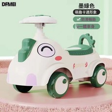 DFMEI 兒童滑行車寶寶四輪平衡車1-4歲男女孩滑滑學步車車, 1個, 墨綠色+音樂燈光