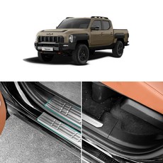 타스만 튜닝 도어 스커프 블랙 몰딩, 상세페이지 참조, 도어스텝_헤어라인실버