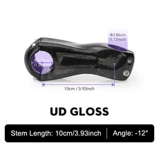 TOSEEK 카본 스템 12도 마운틴 바이크 31.8mm 자전거 핸들바 70/80/90/100/110/120/130mm 블랙 글로스 부품, 05 Gloss-Angle 12-100mm