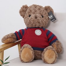 HUGS BABY 泰迪熊毛絨玩偶, 復古熊-紅色,25cm