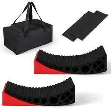 고플러스 캠퍼 레벨러 2팩 RV 레벨링 블록 램프 키트(휴대 가방 포함) 정밀 여행용 트레일러 트럭용 곡선형 2개 초크 미끄럼 방지 매트 2개 포함 최대 35 000파, 고플러스 캠퍼 레벨러 2팩, RV 레벨링 블록 램프 키