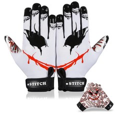 Jester Face 성인 및 청소년 축구 리시버 장갑 - 끈적한 실리콘 조커 장갑 (그린 청소년 XL), 블랙