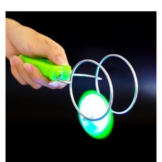 手搖慣性陀螺 旋轉魔力陀螺 七彩發光磁性軌道 兒童益智減壓玩具, 1個, 魔力陀螺（绿色）