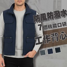 STX WAER 多口袋工作背心 防風防潑水內刷毛釣魚背心, 黑色