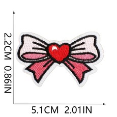 【時空樂器坊】 刺繡燙布貼 愛心蝴蝶結, 1個