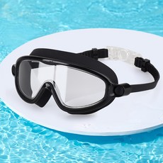 시에투 어린이 KC인증 와이드렌즈 김서림 방지 물안경, 1개, 블랙