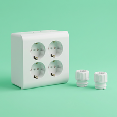 일신전기 4구 콘센트 세트(콘센트+PVC노출박스+이도피스), 1개