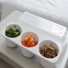 클위몰 3칸반찬용기 뚜껑있는병원찬기 반찬그릇뚜껑, 뚜껑