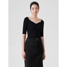 에잇세컨즈 8SECONDS 변형 넥라인 반소매 풀오버 블랙 (324451MY25) 195343