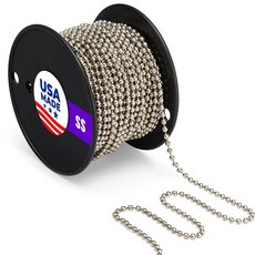 블랙 #10 구슬 볼 체인(4.5mm) - 수직 창문 블라인드 배관 및 산업 장비 라벨링 상업용 유지 리케이션을 위한 미국산 탄소강(CS) 100피트 스풀 (10XB