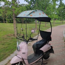 전기 스쿠터 캐노피 그늘막 차양막 오토바이 커버, 반포장 그린 오렌지 블랙 자외선 차단
