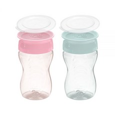 와우컵 어린이집 트라이탄 빨대컵 296ml 흘림방지 자기주도컵 아기컵 2개 등원 세트, NEW 키즈 스노우 블루, 키즈 그린