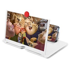 휴대폰 화면 확대기 비디오 영화용 HD 3D 모바일 모든 스마트폰용 확대기가 있는 폴더블 스탠드 빨간색, White