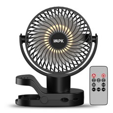 와피크 미니 무선 집게형 선풍기 F8 Pro 클립 무드등 좌우회전 휴대용 BLDC, 블랙, 블랙