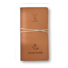 봄밤 슬림 가죽 아이디어 노트 스트랩형, 1개, 카멜 브라운