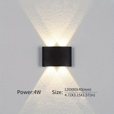 LED 베란다 위 아래 벽 조명 AC85-265V 방수 인테리어 침실 거실 복도 정원 벽 경로 발코니, [05] Black shell, [13] 4W, [01] Cold white