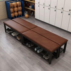 현관 벤치의자 실내 휴게실 철제 원목 긴 좌석 탈의실 스툴, 길이 60 높이 35 트리플바 45