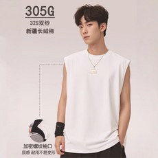 純棉無袖背心男 305G重磅挺闊 運動坎肩T恤 夏季外穿體恤