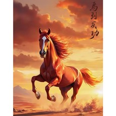 호우맘 액자 캔버스형 보석십자수 DIY 키트 40 x 50 cm, 1개, HM-141 내달리는 말