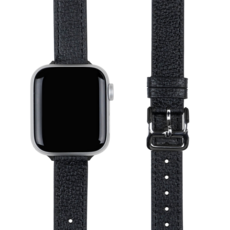 모할랩 애플워치 3/4/5/6/7/8/SE 호환 가죽 스키니 스트랩 + 보호필름, 42mm, 02 블랙