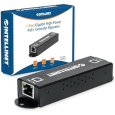인텔리넷 1포트 실내 기가비트 PoE 익스텐더 중계기 - Cat5e Cat6 RJ45 이더넷 네트워크 케이블 데이지 체인을 통한 25W 전력 예산 3년 Mfg 보증 560962, Indoor 1-Port PoE+ Extender 25