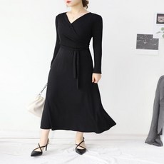 [옷자락] 여자 브이넥 랩스타일 임산부 맘룩 수유 원피스