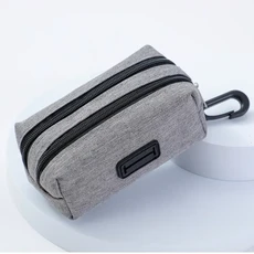 더블 지퍼 강아지 배변 봉투 홀더 다기능 청소 도구 애완동물 간식 봉투 강아지 산책용 애완동물 배변 봉투, 04 Grey