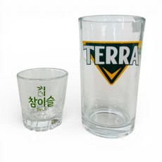 참이슬+테라 소주잔 맥주잔 유리 술잔세트 4개입 홈파티 영업용, 1세트
