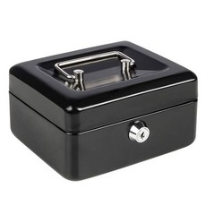 열쇠 장치가 있는 패런시 캐시 박스 케이블이 안전 보관 락커 돈 트레이가 내구성 금속 블랙, Small, White