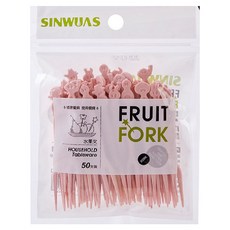 SINWUAS 蛋糕叉子 水果叉 塑膠叉 (50入) - 可愛造型 方便攜帶 一次性使用, 粉色, 1個