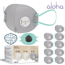 크리넷 알로하 흡기저항개선 국산 KCs 방진1급 활성탄 마스크 AF126V 피부자극테스트, 10개입