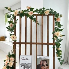 케이트가든 플라워 행잉 플랜트 넝쿨 가랜드 장미 데이지 조화 백일 돌잔치 촬영 소품, 큰장미, 샴페인, 1개